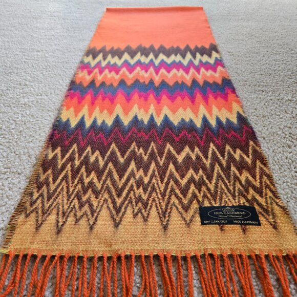 Cashmere Scarf Orange Flames Fire - Picture 5 of 8